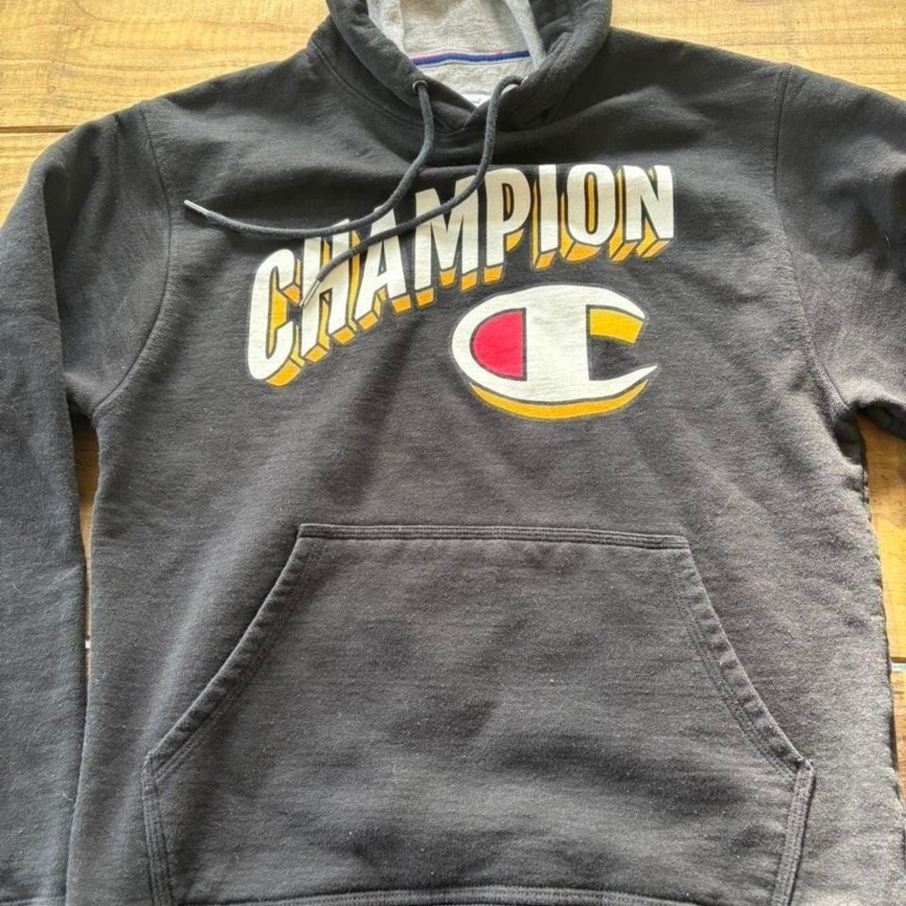 Champion Big Logo Hoodie‎ Black Streetwear Pullover